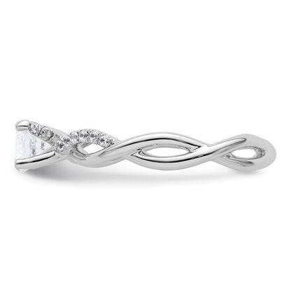 14K Weißgold Criss-Cross-Verlobungsring mit Fassung (für 0,5K (5,2 mm) runden Mittelstein) und 0,125 Karat Diamanten, Semi-Mount