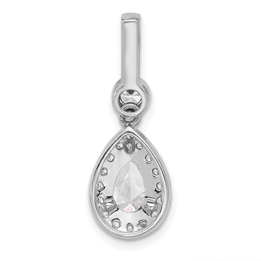 14K Weißgold Anhänger mit 2 Karat zertifiziertem, im Labor gezüchtetem Diamanten VS+ F+ im Birnenschliff mit komplettem Halo
