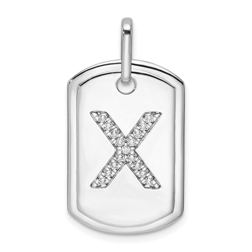 14K Weißgold Diamant-Erkennungsmarken-Charm mit Initiale „X“