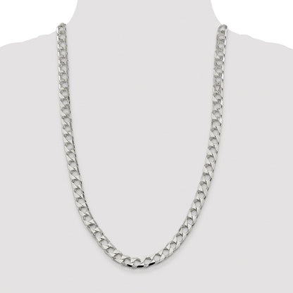 Sterlingsilber Rhodiniert 8.6mm Diamantiert Quadratisch Panzer 26 Zoll Kette