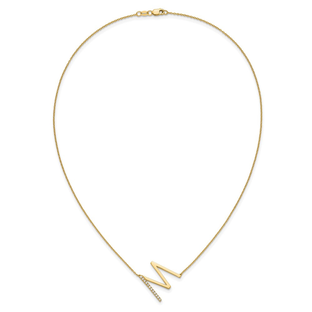 14K Gelbgold Seitlich Diamant Initiale M 18 Zoll Halskette