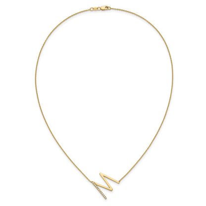 14K Gelbgold Seitlich Diamant Initiale M 18 Zoll Halskette