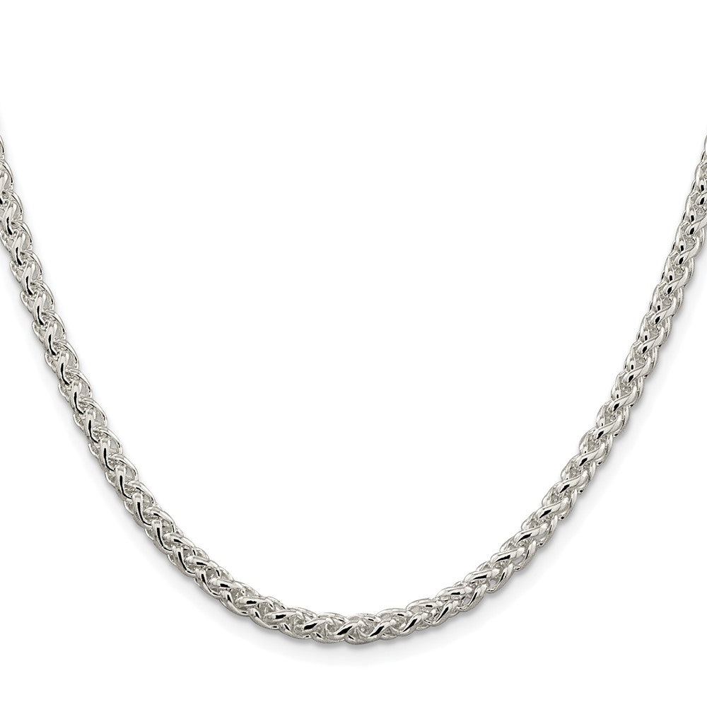 Sterlingsilber Rhodiniert 4mm Rund Ährenkette 30 Zoll Kette