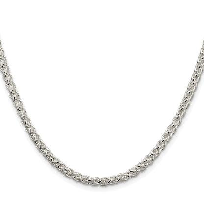 Sterlingsilber Rhodiniert 4mm Rund Ährenkette 30 Zoll Kette