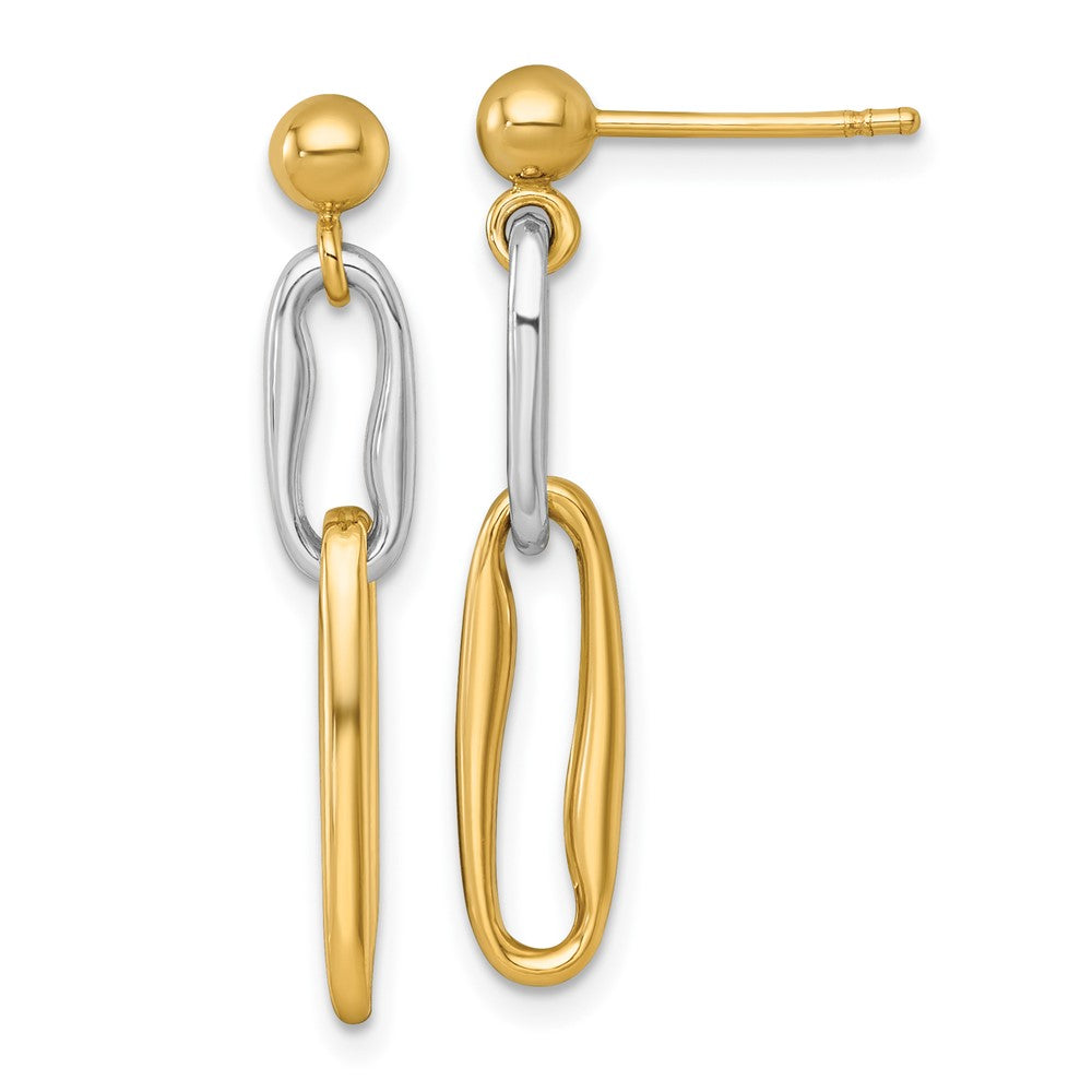 14K Bicolor Gold Bicolor Poliert Fantasie Lang Glieder Hängend Ohrstecker