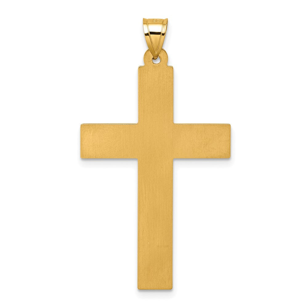 14K Gelbgold mit Rhodium Poliert Lateinisch Kreuz Anhänger