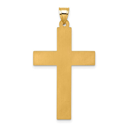 14K Gelbgold mit Rhodium Poliert Lateinisch Kreuz Anhänger