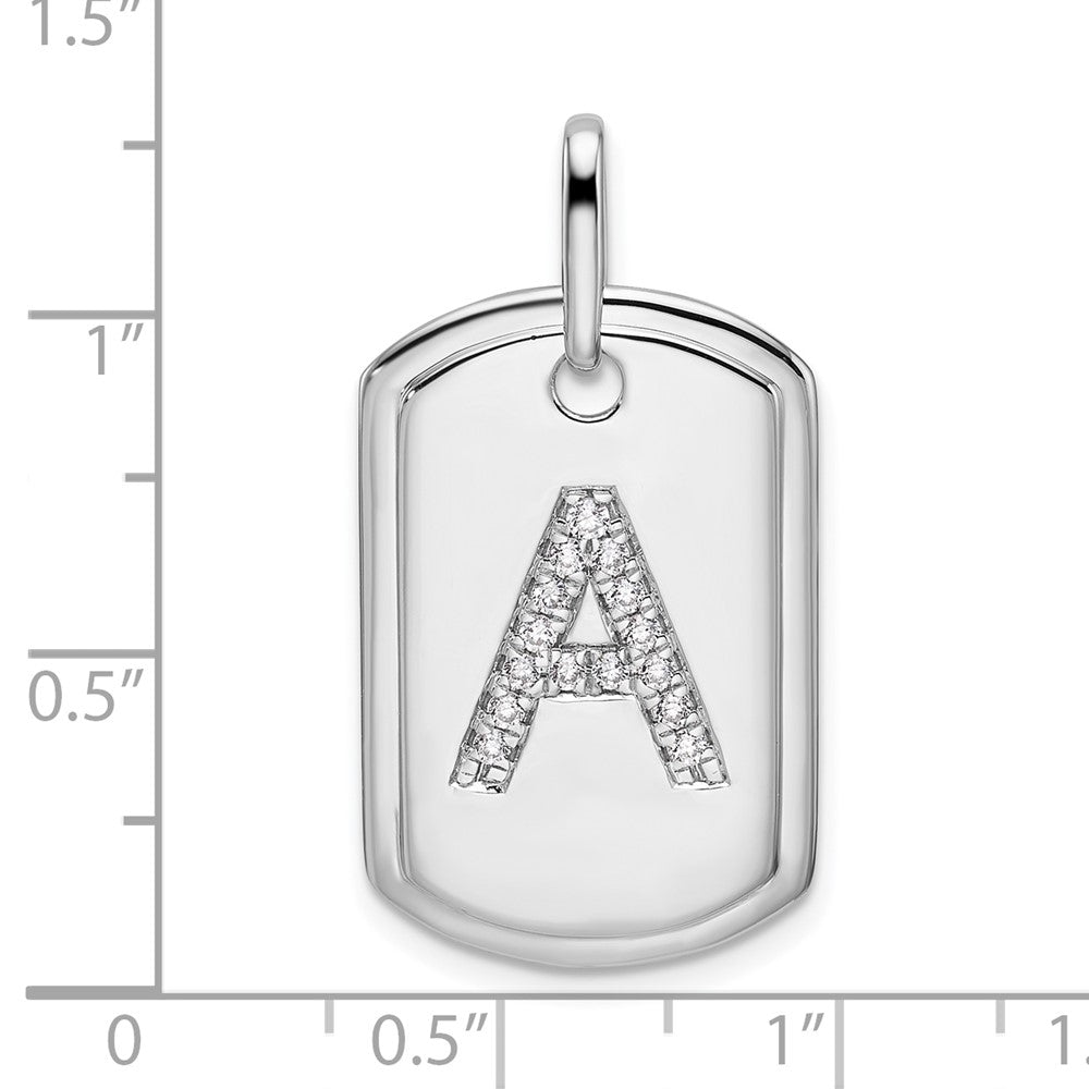 14K Weißgold Diamant-Initiale A Erkennungsmarke-Charm