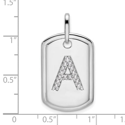 14K Weißgold Diamant-Initiale A Erkennungsmarke-Charm