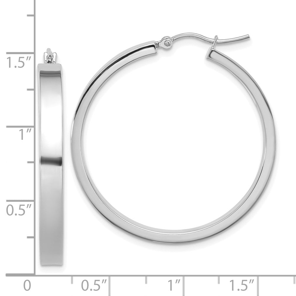 14K Weißgold 4x35mm Poliert Röhre Creolen