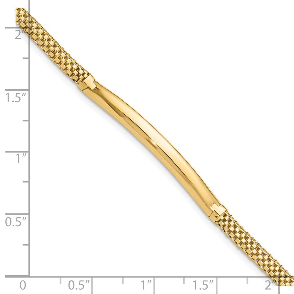14K Gelbgold Poliert 3.5mm Fantasie Gebogen Stab Netz Gliederarmband