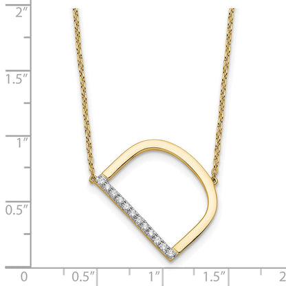 14K Gelbgold Seitlich Diamant Initiale D 18 Zoll Halskette