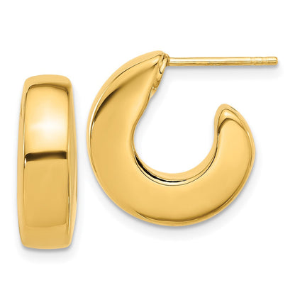 14K Gelbgold Poliert J-hoop Ohrstecker