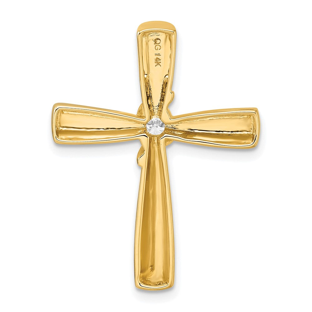 14K Gelbgold Poliert 1/6 Karat Diamant Kreuz Kette Anhänger