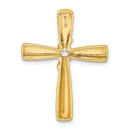 14K Gelbgold Poliert 1/6 Karat Diamant Kreuz Kette Anhänger
