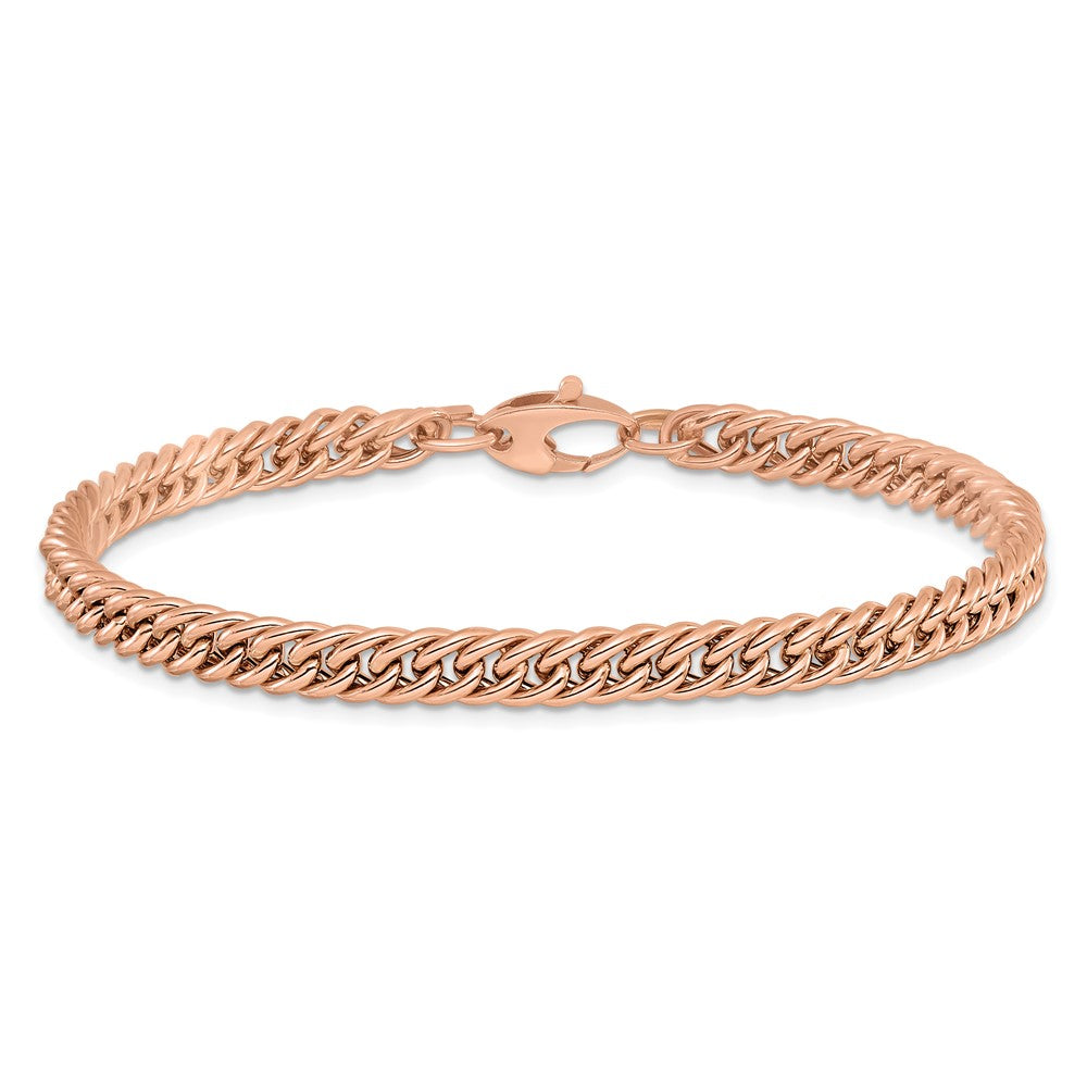 14K Roségold Poliert Panzer Glieder 7.75 Zoll Armband