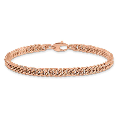 14K Roségold Poliert Panzer Glieder 7.75 Zoll Armband
