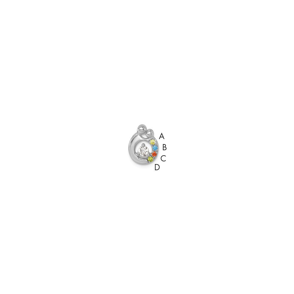 14K Weißgold 4 Synthetisch Geburtsstein und Diamant. Mutter/child Kette Anhänger