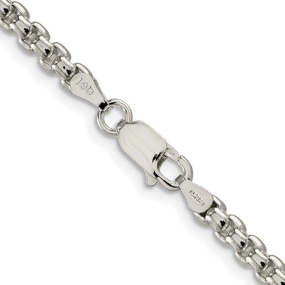 Sterlingsilber Rhodiniert 3.6mm Rund Venezianer 30 Zoll Kette