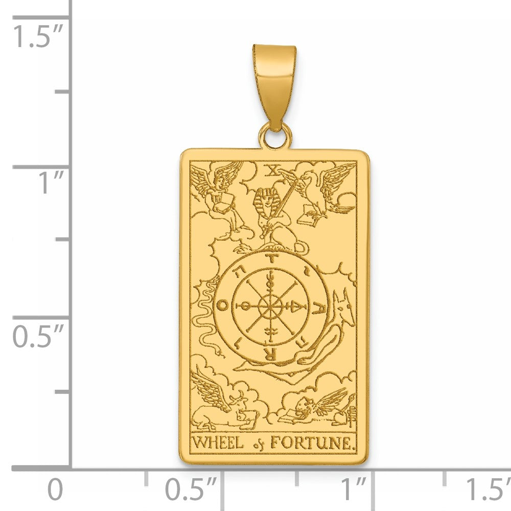 14K Gelbgold Rad Of Fortune Tarot Card Anhänger