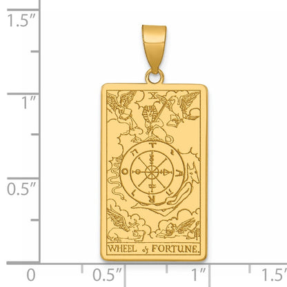 14K Gelbgold Rad Of Fortune Tarot Card Anhänger