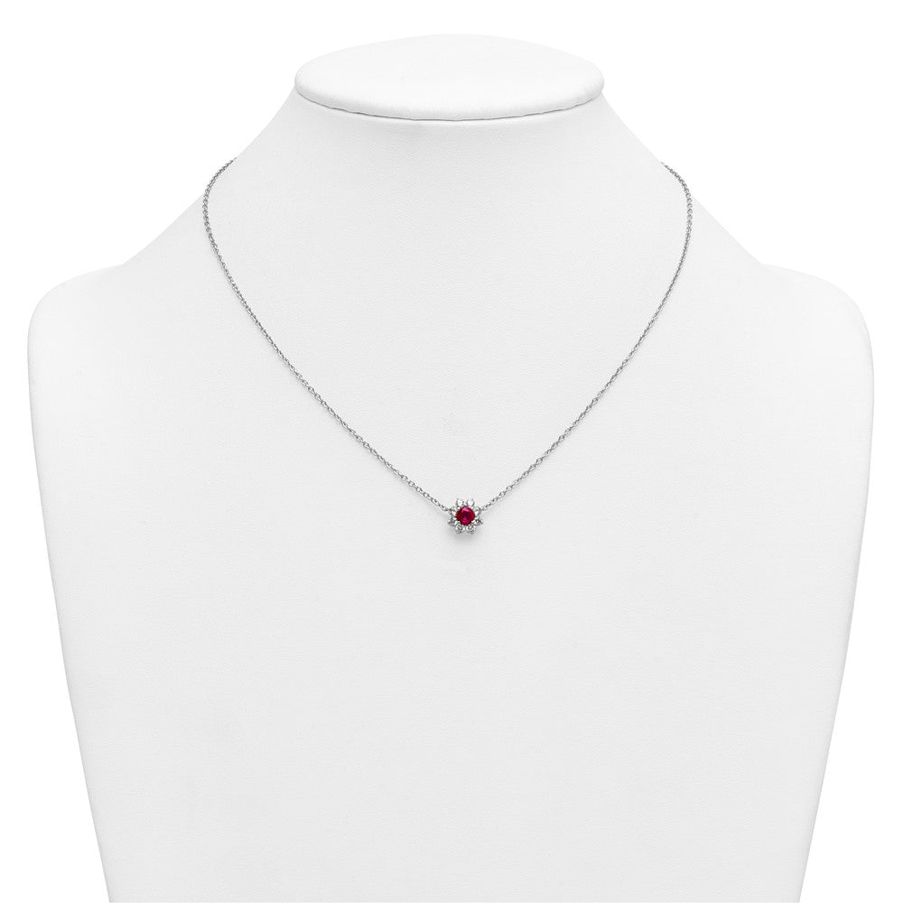 14K Weißgold Vs/si G+ Im Labor Gezüchtet Diamant und Aaa Qualität Echt Rubin Pend