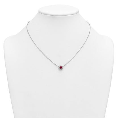 14K Weißgold Vs/si G+ Im Labor Gezüchtet Diamant und Aaa Qualität Echt Rubin Pend