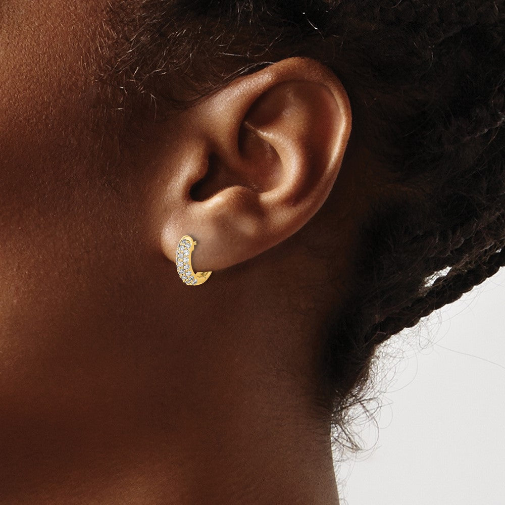 14K Gelbgold Creolen mit Klappscharnier und 0,5K Diamant-Pavé