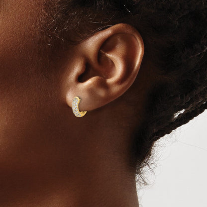 14K Gelbgold Creolen mit Klappscharnier und 0,5K Diamant-Pavé