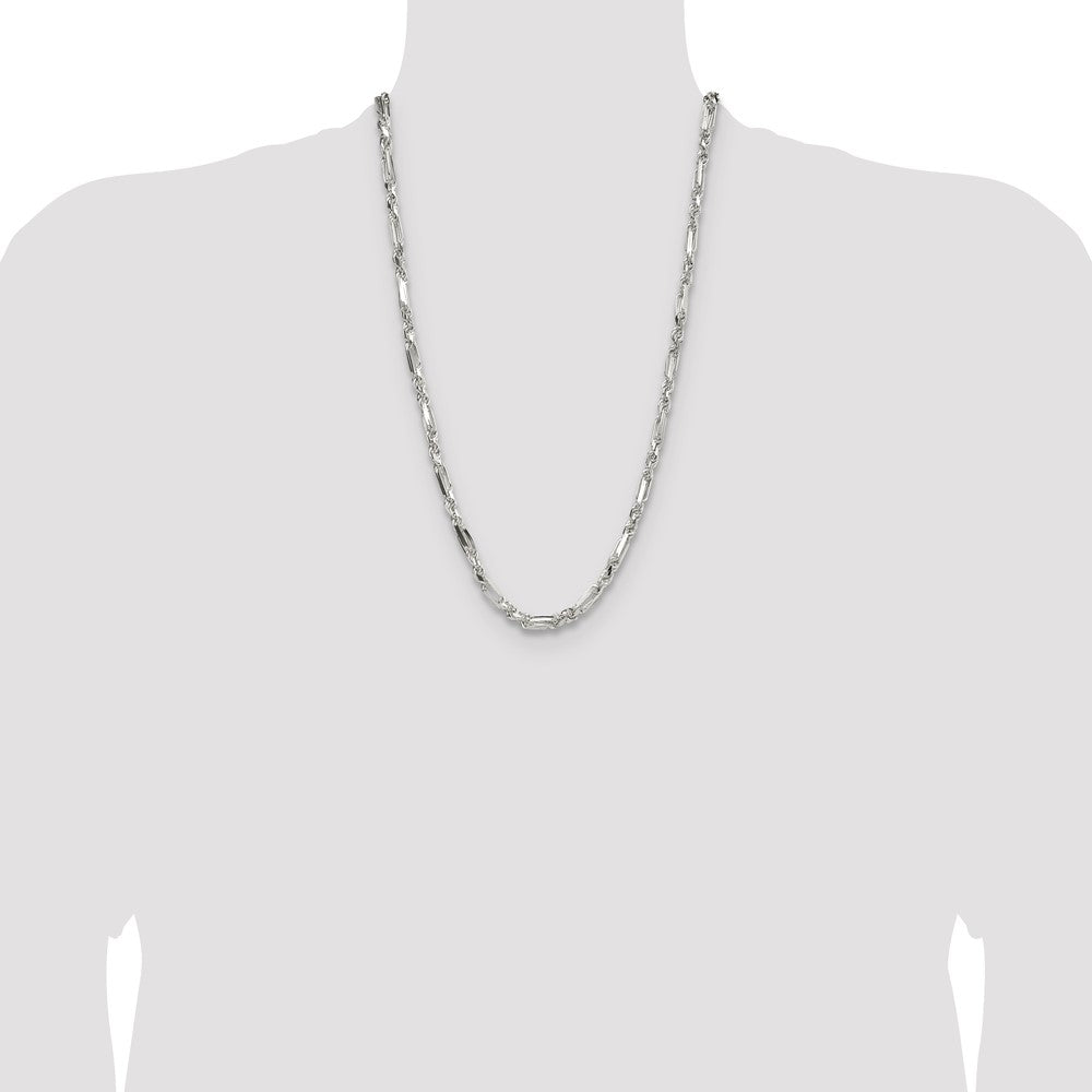 Sterlingsilber 4.75mm Diamantiert Figarope 26 Zoll Kette