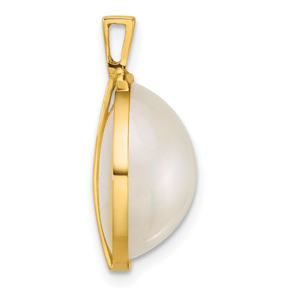 14K Gelbgold 14-15mm Rund Salzwasser Zucht Mabe Perle Anhänger