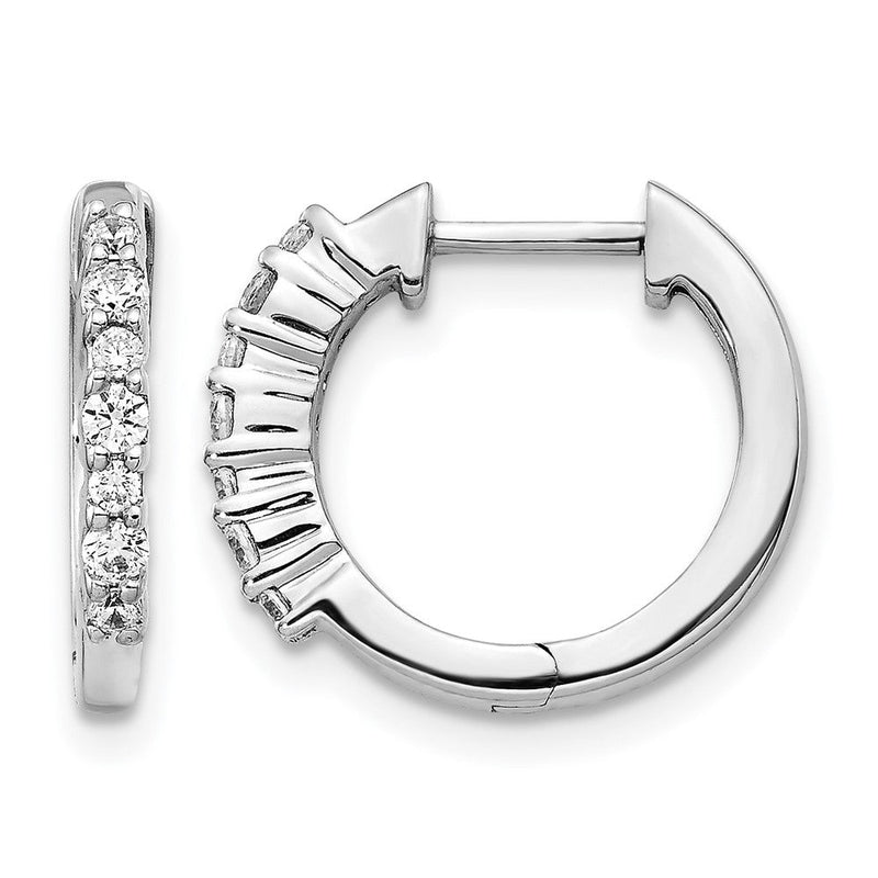 10K Weißgold Diamant-Creolen mit Klappscharnier