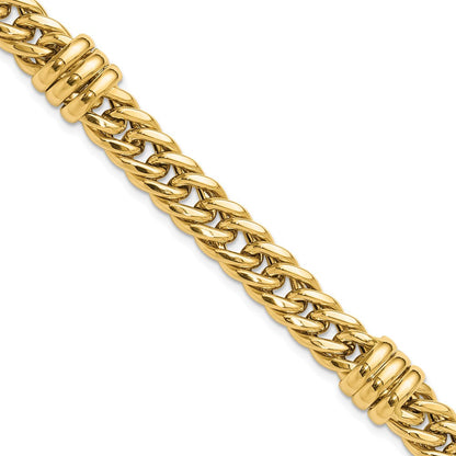 14K Gelbgold Poliert 10mm Fantasie Panzer Glieder Gliederarmband