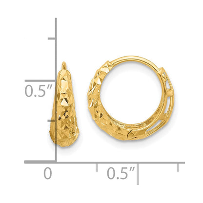 14K Gelbgold Poliert Diamantiert Creolen