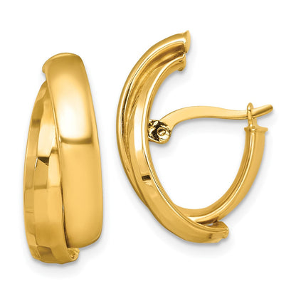 14K Gelbgold Poliert Fantasie Doppelt J- Creolen