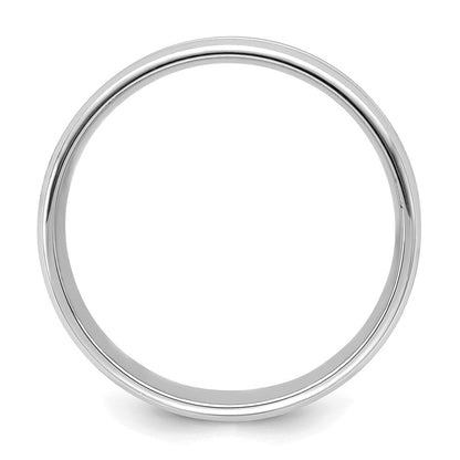 14K Weißgold 6 mm leichter Ehering mit Komfort-Passform, gebürstet-satiniert mit Mittelrille