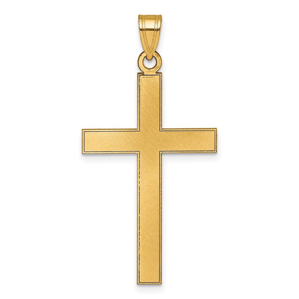 14K Gelbgold Florentinisch Satiniert Kreuz Anhänger
