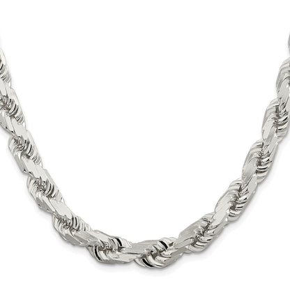 Sterlingsilber Rhodiniert 9.0mm Diamantiert Kordel Halskette