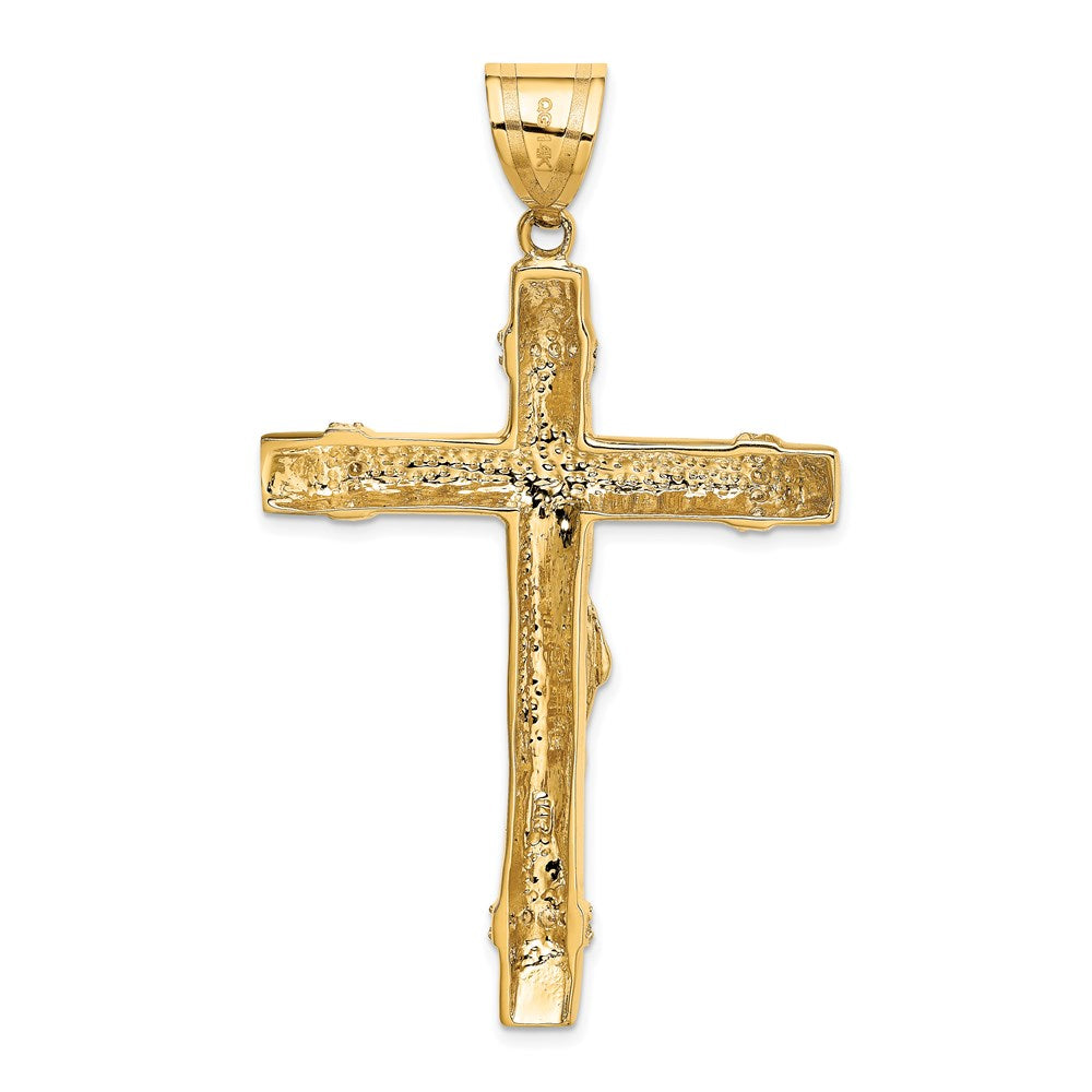 14K Bicolor Gold Zweifarbiger Zirkonia-Kruzifix-Anhänger