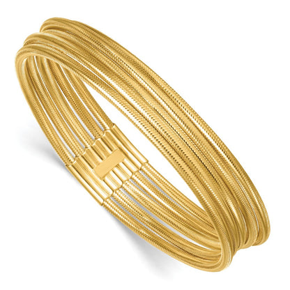 14K Gelbgold Poliert Five Strang Netz Dehnbar Rund Armband