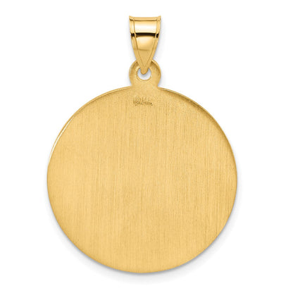 14K Gelbgold Poliert und Satiniert Massiv Groß St. Christopher Medaille Rund Anhänger