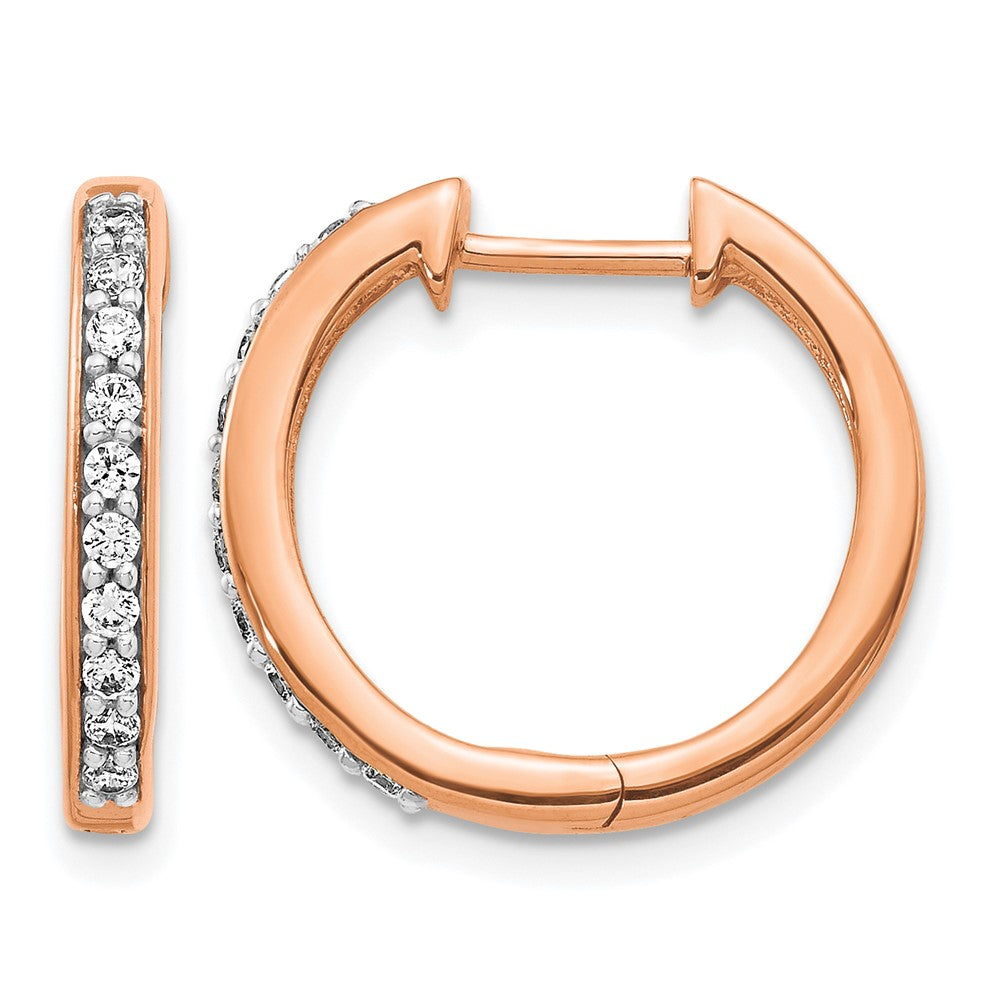 14K Roségold Creolen mit Klappscharnier und 0,25K Diamanten