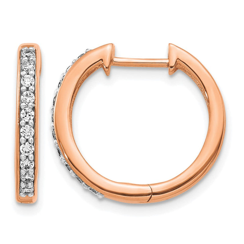 14K Roségold Creolen mit Klappscharnier und 0,25K Diamanten