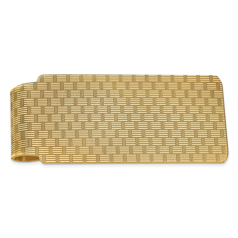 14K Gelbgold Herren Strukturiert Basketweave Poliert Geldklammer