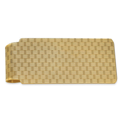 14K Gelbgold Herren Strukturiert Basketweave Poliert Geldklammer