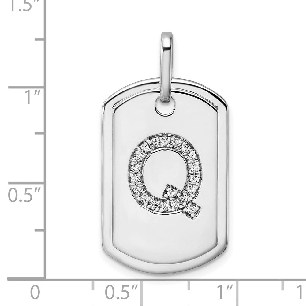 14K Weißgold Diamant-Initial-Q-Erkennungsmarke-Charm