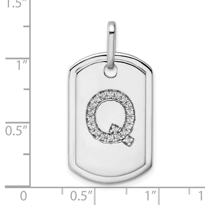 14K Weißgold Diamant-Initial-Q-Erkennungsmarke-Charm