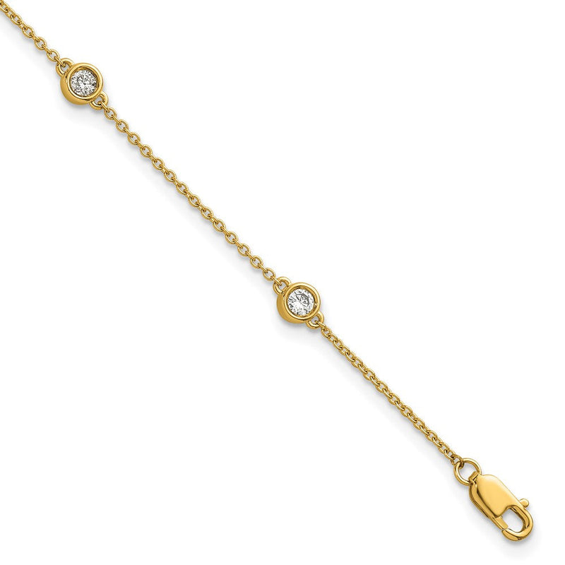 14K Gelbgold Komplett 1/3 Karat Zargenfassung-set Diamant und Ankerkette Kette 5-station 7 Zoll Armband