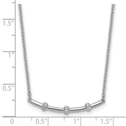 14K Weißgold Poliert 1/20 Karat Diamant Gebogen Stab 18 Zoll Halskette