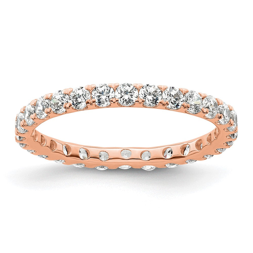 14K Roségold Poliert Größe 5.5 U-shared Krappen 1 Karat Diamant Komplett Memoire Ehering Ring